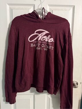 Aeropostale Burgundy Hooded Sweatshirt with White Logo